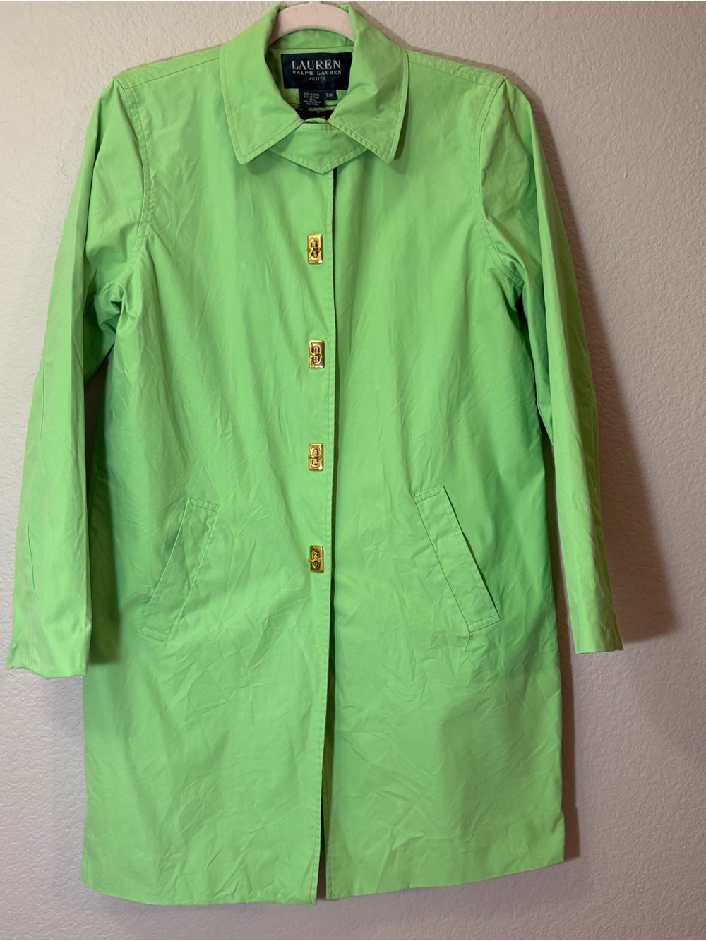 Lauren Ralph Lauren Bright Lime Green Single-Breasted Trench Coat
